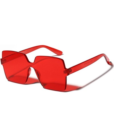Wayfarer Oversized Square Candy Colors Glasses Rimless Frame Unisex Sunglasses Elton John - Red - C618GE6I29I $9.49
