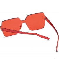 Wayfarer Oversized Square Candy Colors Glasses Rimless Frame Unisex Sunglasses Elton John - Red - C618GE6I29I $9.49