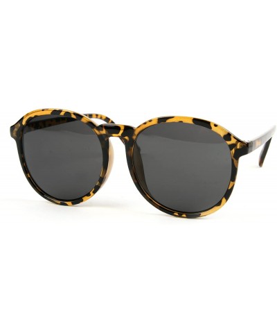 Round Classic Retro Fashion Round Frame Sunglasses P2105 - Tortoise-smoke Lens - C411EQ69D8B $13.56