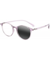 Oval Men Women Oval TR90 Bifocal Reading Glasses Transition Photochromic Anti-UV Reader - Transparent Purple - CX18XWCLORY $1...
