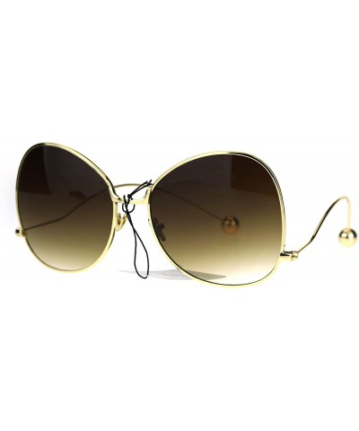 Butterfly Womens Drop Temple Metal Frame Butterfly Swan Clear Lens Glasses - Gold Brown - C5183KQ2OWI $23.11