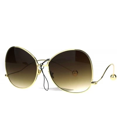 Butterfly Womens Drop Temple Metal Frame Butterfly Swan Clear Lens Glasses - Gold Brown - C5183KQ2OWI $22.50