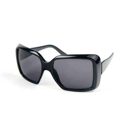 Oversized Women's Fashion Thick Square Oversized Sunglasses P1118 - Black-smoke Lens - CC11C6AKTGX $22.77