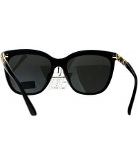 Rectangular Womens Art Nouveau Deco Metal Engraving Jewel Arm Horned Sunglasses - All Black - CD12O0ZVV7X $13.06