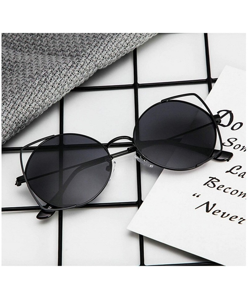 Sport Classic Retro Designer Style Round Sunglasses for Men or Women metal PC UV 400 Protection Sunglasses - Black Gray - CM1...