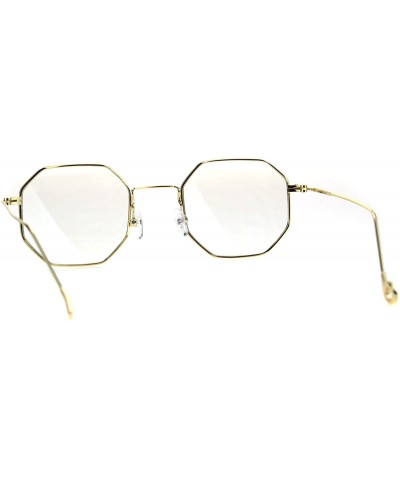 Rectangular Mens Vintage Style Octagon Metal Wire Rim Snug Rectangular Sunglasses - Gold Clear - C5185OM9ZIM $9.48