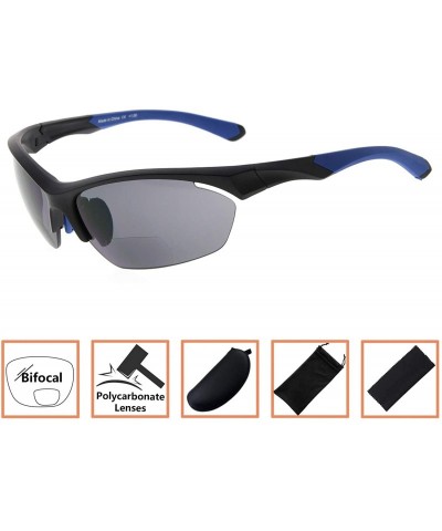 Rimless Retro Mens Womens Sports Half-Rimless Bifocal Sunglasses Black Frame/Blue Arm+1.50 - Black Frame/Blue Arm - CF189X5EW...