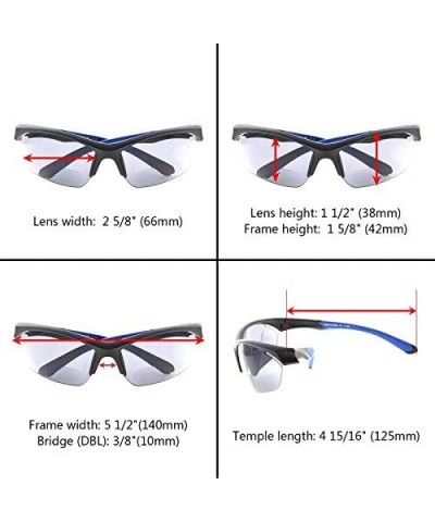 Rimless Retro Mens Womens Sports Half-Rimless Bifocal Sunglasses Black Frame/Blue Arm+1.50 - Black Frame/Blue Arm - CF189X5EW...