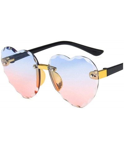 Semi-rimless Child Cute Heart RimlFrame Sunglasses Children Kids Gray Pink Red Lens Boys Girls UV400 Protection Eyewear - CD1...