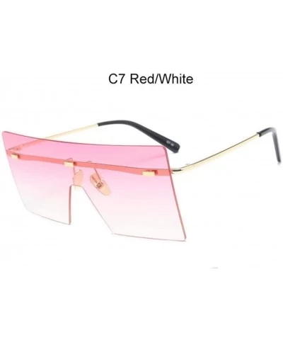Rimless Oversized Sunglasses Vintage Rimless Eyewear - C7 Red White - C5199GA3EH0 $42.49