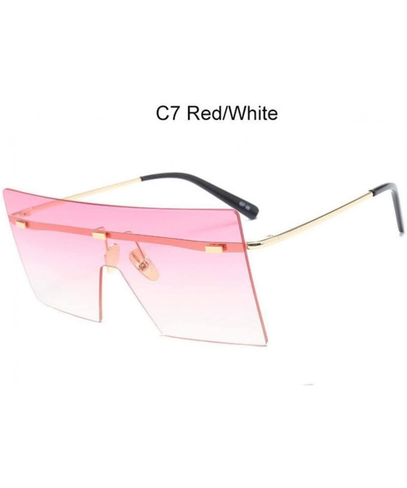 Rimless Oversized Sunglasses Vintage Rimless Eyewear - C7 Red White - C5199GA3EH0 $19.21