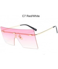 Rimless Oversized Sunglasses Vintage Rimless Eyewear - C7 Red White - C5199GA3EH0 $19.21