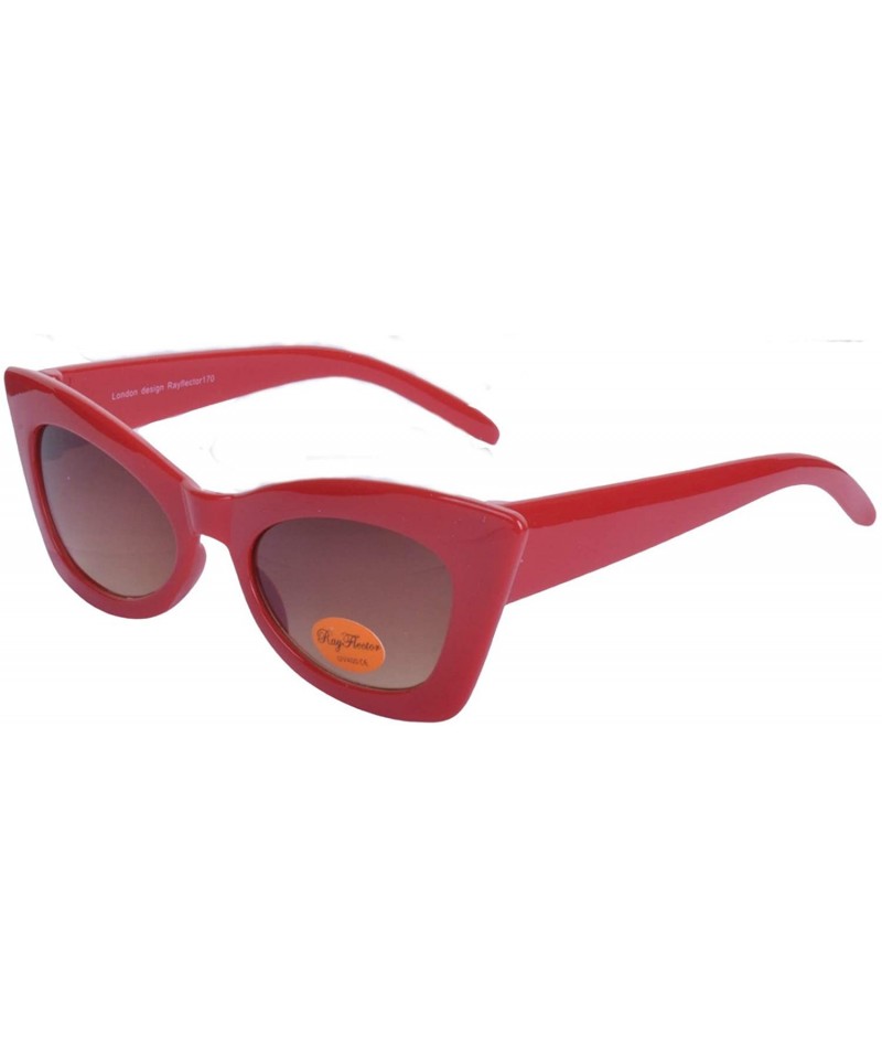 Square Square Cat Eye Sunglasses - Red - CU197XONICW $12.21