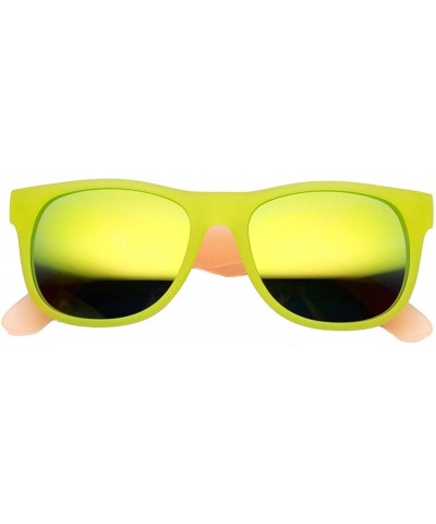 Wayfarer Frosted Colorful Two-Tone Frame Flash Mirror Lens Horn Rimmed Sunglasses - Yellow-orange Sun - CH11XN6UPH3 $11.09