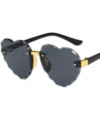 Semi-rimless Child Cute Heart RimlFrame Sunglasses Children Kids Gray Pink Red Lens Boys Girls UV400 Protection Eyewear - CD1...