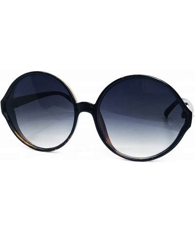 Oversized 7464 Premium Oversize XXL Women Round Retro Vintage Brand Style Sunglasses - Black Brown - C818E7Z5HNK $17.77