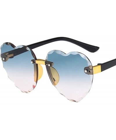 Semi-rimless Child Cute Heart RimlFrame Sunglasses Children Kids Gray Pink Red Lens Boys Girls UV400 Protection Eyewear - CD1...