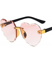 Semi-rimless Child Cute Heart RimlFrame Sunglasses Children Kids Gray Pink Red Lens Boys Girls UV400 Protection Eyewear - CD1...