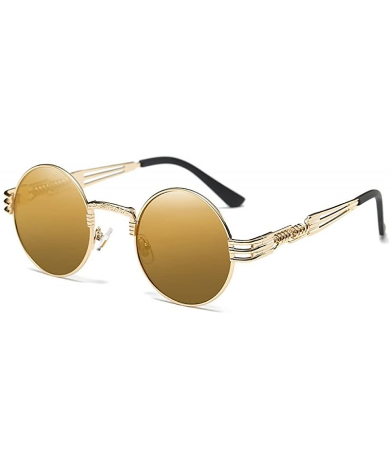 Wrap Gothic Steampunk Sunglasses Men Women Metal WrapEyeglasses Round Shades Brand Designer Sun glasses Mirror UV400 - CM189T...
