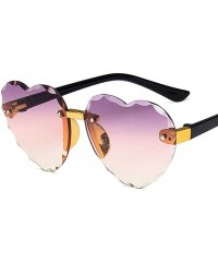 Semi-rimless Child Cute Heart RimlFrame Sunglasses Children Kids Gray Pink Red Lens Boys Girls UV400 Protection Eyewear - CD1...