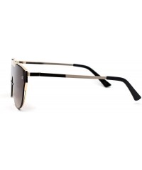 Shield Luxury Mobster Flat Top Shield Metal Rim Sunglasses - Gold Brown - CP194OKO4UH $14.92