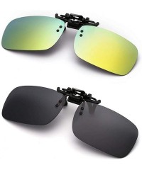 Rectangular Polarized Clip-on Sunglasses Anti-Glare Driving Glasses for Prescription Glasses - Yellow-green ＆ Black - CY18YD6...