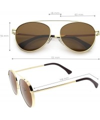 Aviator Polarized Oversize Round Aviator Sunglasses For Women Metal Brow Bar Colored Mirror Lens 60mm - Silver / Smoke - C112...