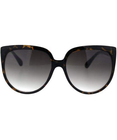 Square Womens Oversized Boyfriend Style Plastic Retro Horn Sunglasses - Tortoise Brown - CX18QYKK762 $22.16