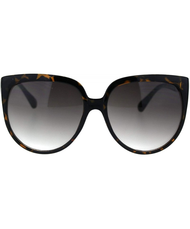 Square Womens Oversized Boyfriend Style Plastic Retro Horn Sunglasses - Tortoise Brown - CX18QYKK762 $13.96