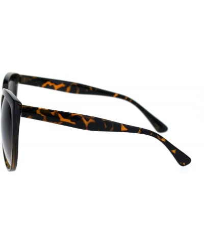 Square Womens Oversized Boyfriend Style Plastic Retro Horn Sunglasses - Tortoise Brown - CX18QYKK762 $13.96