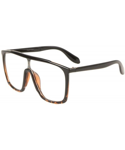 Shield Clear Flat One Piece Shield Lens Square Sunglasses - Demi - CV190E8NOIL $15.93