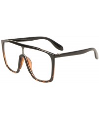 Shield Clear Flat One Piece Shield Lens Square Sunglasses - Demi - CV190E8NOIL $25.62