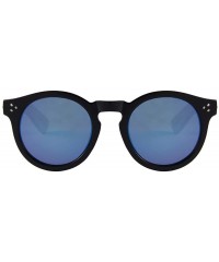 Semi-rimless Bamboo Wood Sunglasses for Men and Women - Retro Round Wooden Sunglasses - Blue (Full Rim) - CL18SW9E8I8 $30.62