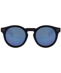 Semi-rimless Bamboo Wood Sunglasses for Men and Women - Retro Round Wooden Sunglasses - Blue (Full Rim) - CL18SW9E8I8 $13.92