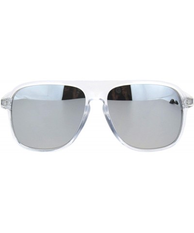 Sport Mens Racer Plastic Flat Top Mobster Pilots Style Sunglasses - Clear Silver Mirror - CM18MD68ZSA $19.64