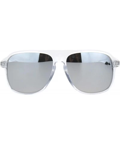 Sport Mens Racer Plastic Flat Top Mobster Pilots Style Sunglasses - Clear Silver Mirror - CM18MD68ZSA $20.18