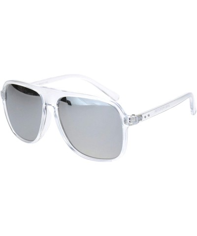 Sport Mens Racer Plastic Flat Top Mobster Pilots Style Sunglasses - Clear Silver Mirror - CM18MD68ZSA $8.07