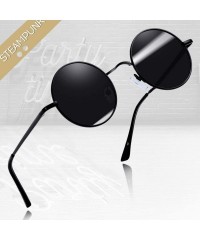 Round Polarized Lennon Round Sunglasses Women Men Circle Hippie Sun Glasses - Black+black - C4196YT5DDS $19.36