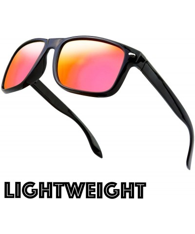 Sport Rectangle Lightweight Polarized Sunglasses for Men Women - M301-shiny Black - CN18EYGK2GT $18.57
