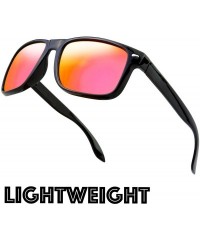 Sport Rectangle Lightweight Polarized Sunglasses for Men Women - M301-shiny Black - CN18EYGK2GT $18.57