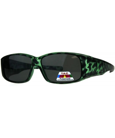 Rectangular Womens Polarized Matte Tortoise 56mm Fit Over Rectangular Sunglasses - Green Tort - CT18DWSNX7C $14.55