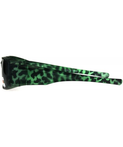 Rectangular Womens Polarized Matte Tortoise 56mm Fit Over Rectangular Sunglasses - Green Tort - CT18DWSNX7C $14.55