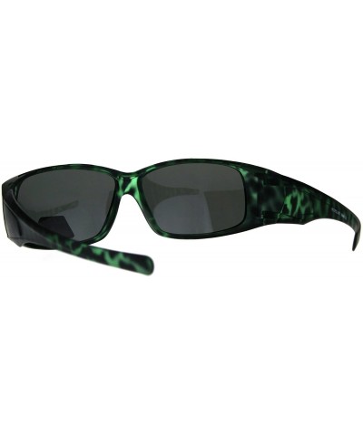 Rectangular Womens Polarized Matte Tortoise 56mm Fit Over Rectangular Sunglasses - Green Tort - CT18DWSNX7C $14.55