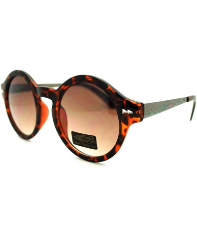 Round Women's Vintage Fashion Keyhole Sunglasses Round Circle Frame - Tortoise Gun Metal - CB11N1EGCUB $10.96