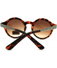 Round Women's Vintage Fashion Keyhole Sunglasses Round Circle Frame - Tortoise Gun Metal - CB11N1EGCUB $18.18