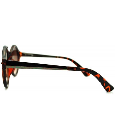 Round Women's Vintage Fashion Keyhole Sunglasses Round Circle Frame - Tortoise Gun Metal - CB11N1EGCUB $18.18