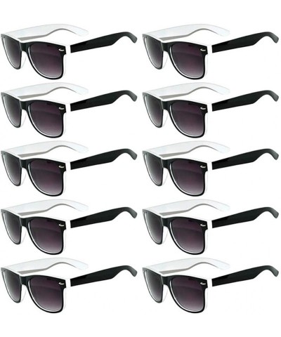 Square Lot of 10 Pairs Wholesale Retro Vintage Two-Tone Sunglasses Smoke Lens - White - C818SHSLO9Y $16.88