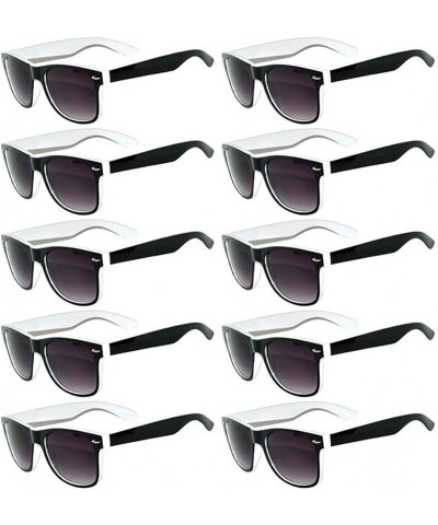 Square Lot of 10 Pairs Wholesale Retro Vintage Two-Tone Sunglasses Smoke Lens - White - C818SHSLO9Y $16.88