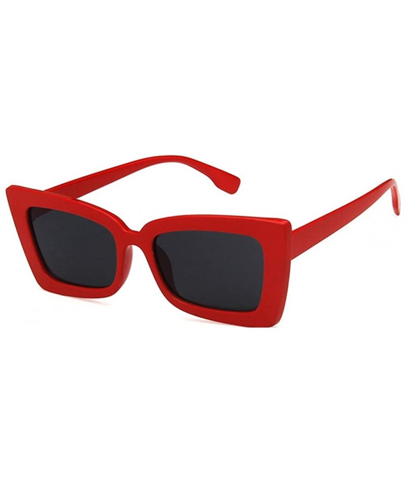 Rectangular Women Sunglasses Fashion Bright Black Grey Drive Holiday Rectangle Non-Polarized UV400 - Red Grey - CP18RLTC8R4 $...