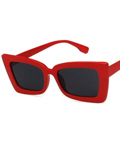 Rectangular Women Sunglasses Fashion Bright Black Grey Drive Holiday Rectangle Non-Polarized UV400 - Red Grey - CP18RLTC8R4 $...